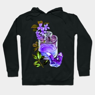Flowers in a glass bottle and quartz - Artwork Hoodie